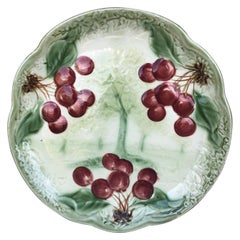 19th Century Majolica Cherries Plate Choisy Le Roi