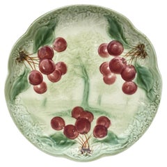 19th Century Majolica Cherries Plate Choisy Le Roi