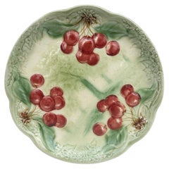 19th Century Majolica Cherries Plate Choisy Le Roi