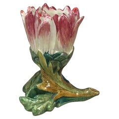 19th Century Majolica Daisy Vase Delphin Massier