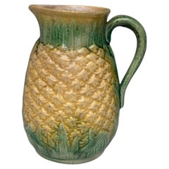 19th Century Majolica English Pineapple Pitcher