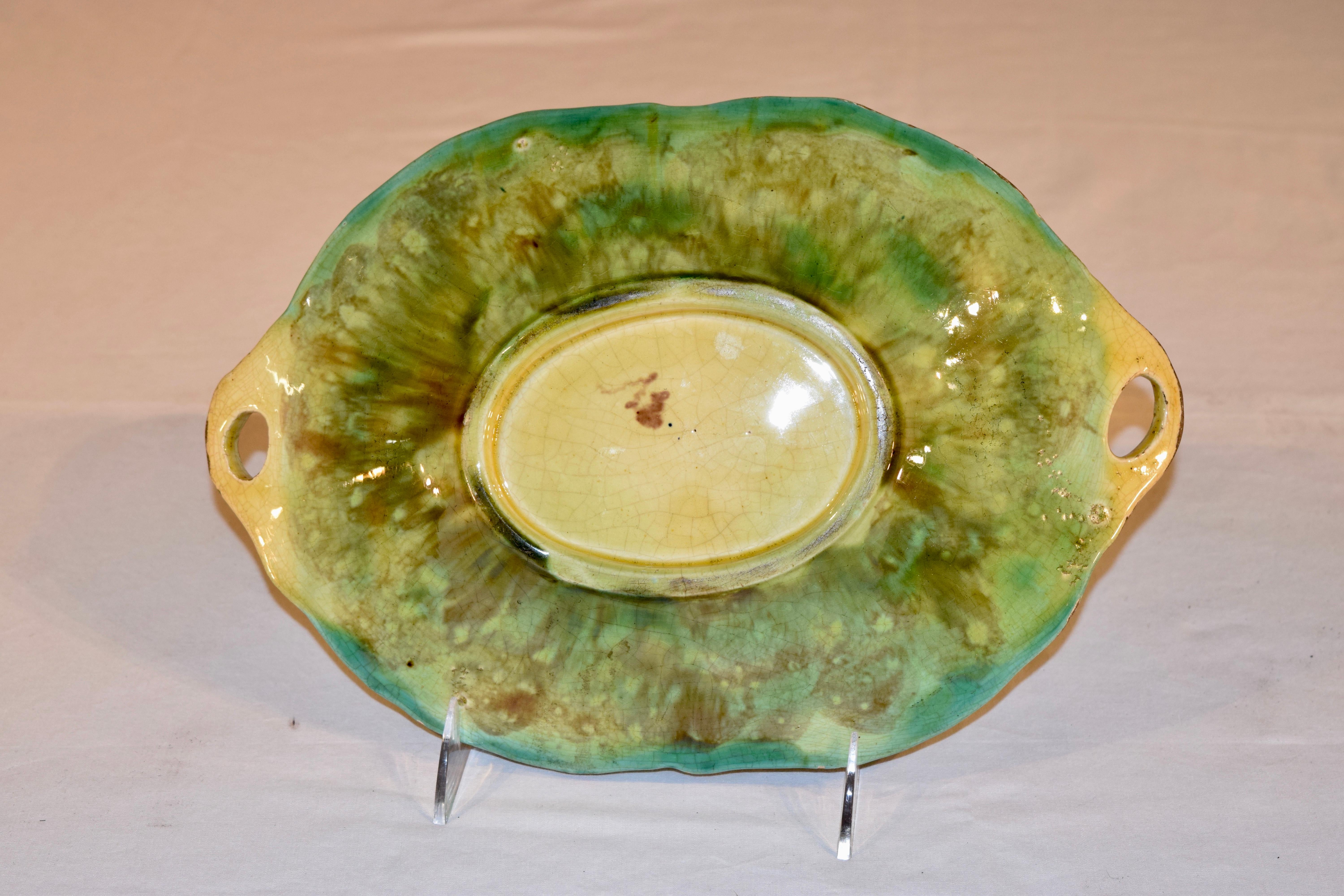 19th Century Majolica Fern Tray In Good Condition In High Point, NC