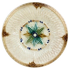 19th Century Majolica Floral Plate Wasmuel