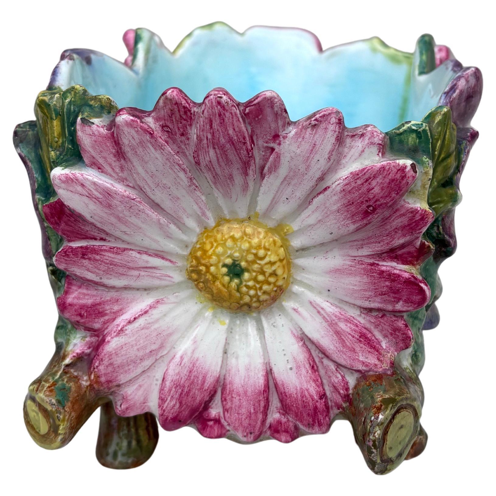 Aesthetic Movement 19th Century Majolica Flowers Jardiniere Delphin Massier