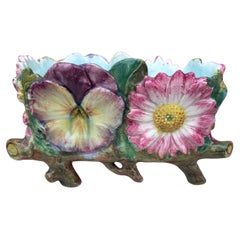 19th Century Majolica Flowers Jardiniere Delphin Massier