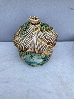 19th Century Majolica Goat Tobacco Jar Onnaing