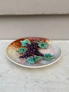 19th Century Majolica Grapes Wall Platter Fives Lille