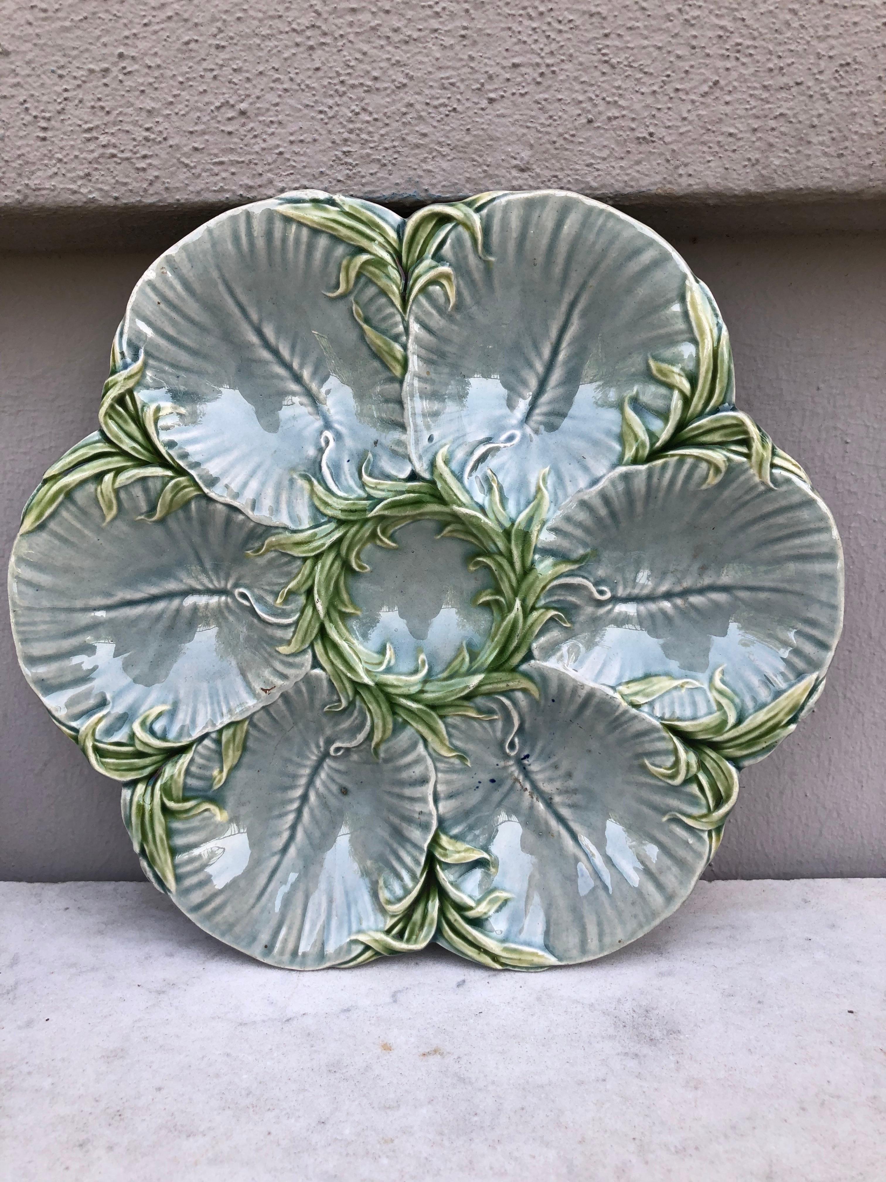French 19th Century Majolica Gray Oyster Plate Luneville
