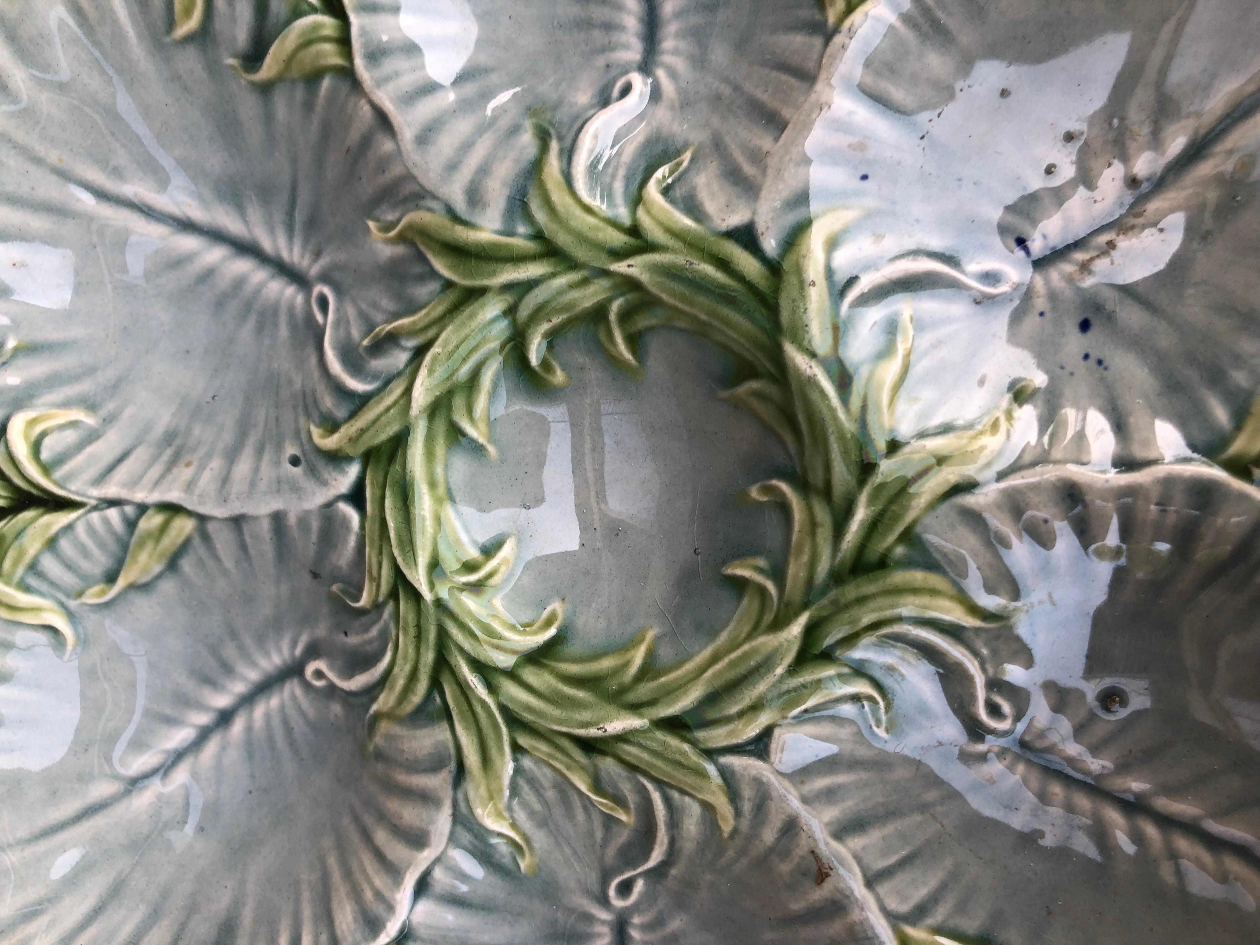 19th Century Majolica Gray Oyster Plate Luneville In Good Condition In Austin, TX