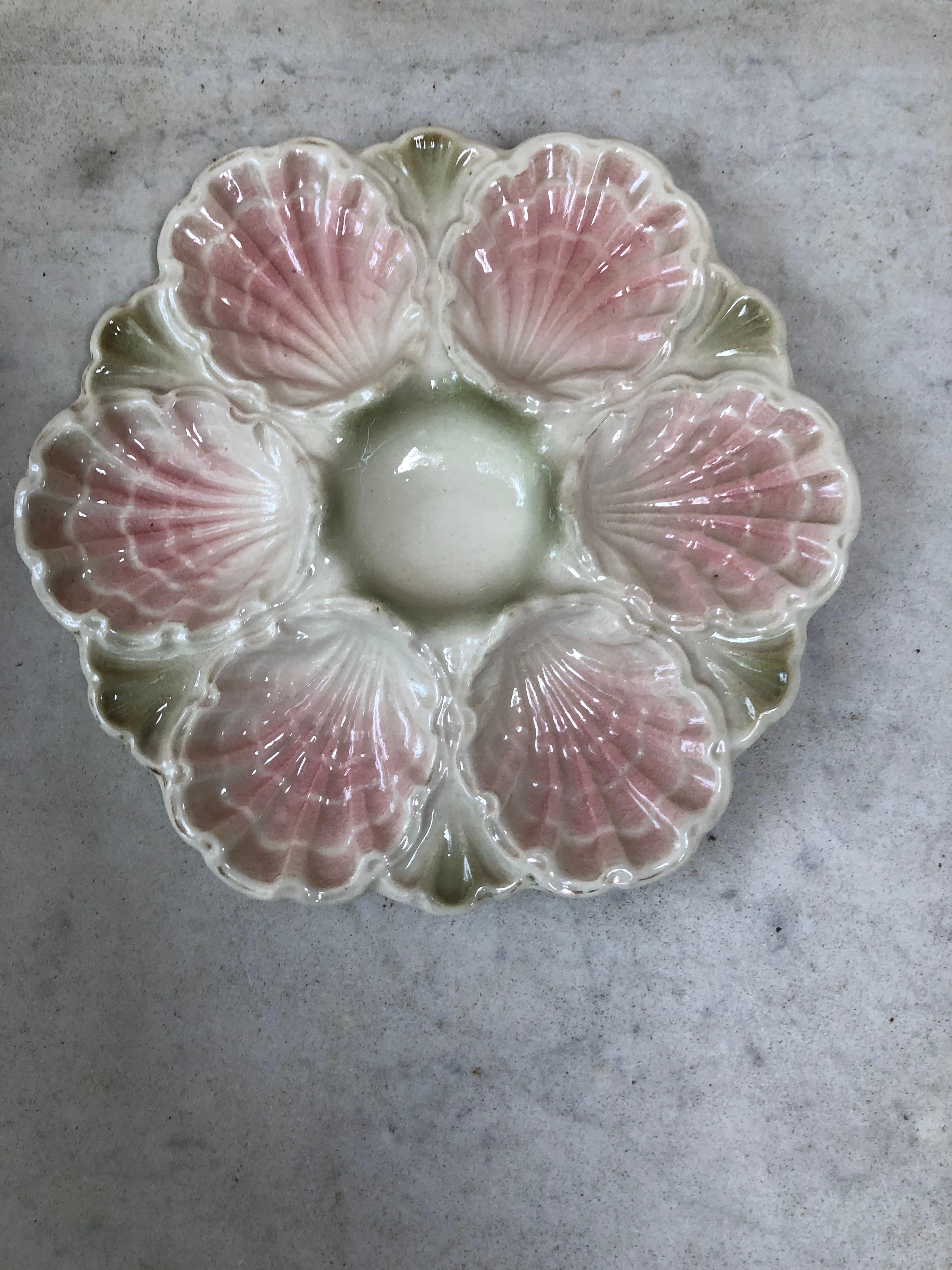 Romantic 19th Century Majolica Iridescent Oyster Plate Fives Lille
