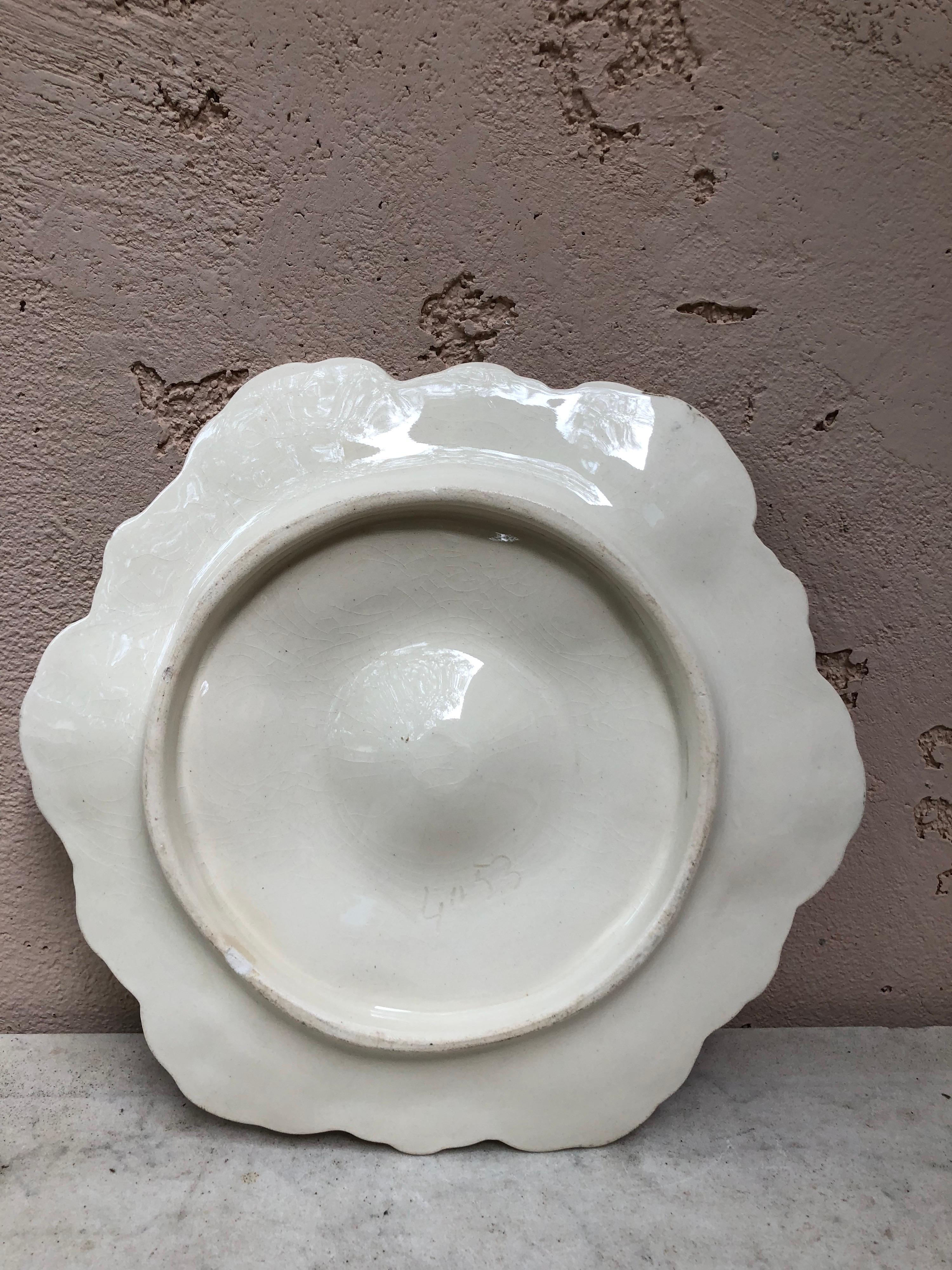Late 19th Century 19th Century Majolica Iridescent Oyster Plate Fives Lille