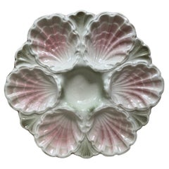 19th Century Majolica Iridescent Oyster Plate Fives Lille