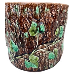 19th Century Majolica Ivy Cache Pot Sarreguemines
