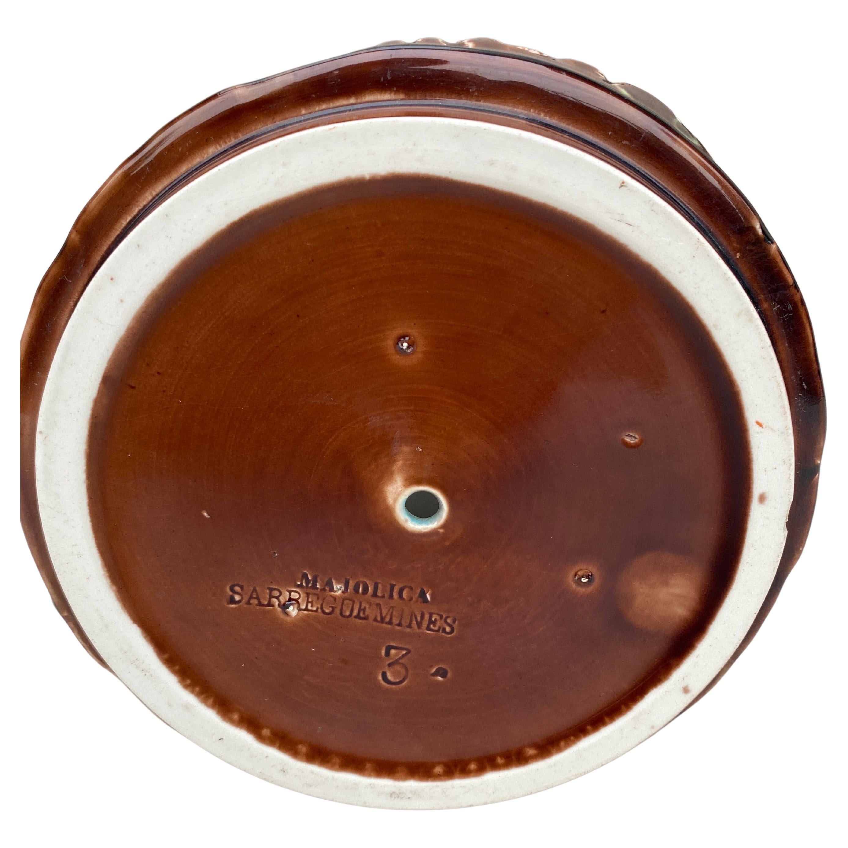19. Jahrhundert Majolika Efeu Cache Topf Sarreguemines (Keramik) im Angebot