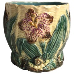 19th Century Majolica Jardinière Flower and Snail Wasmuel