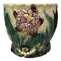 19th Century Majolica Jardinière Flower and Snail Wasmuel