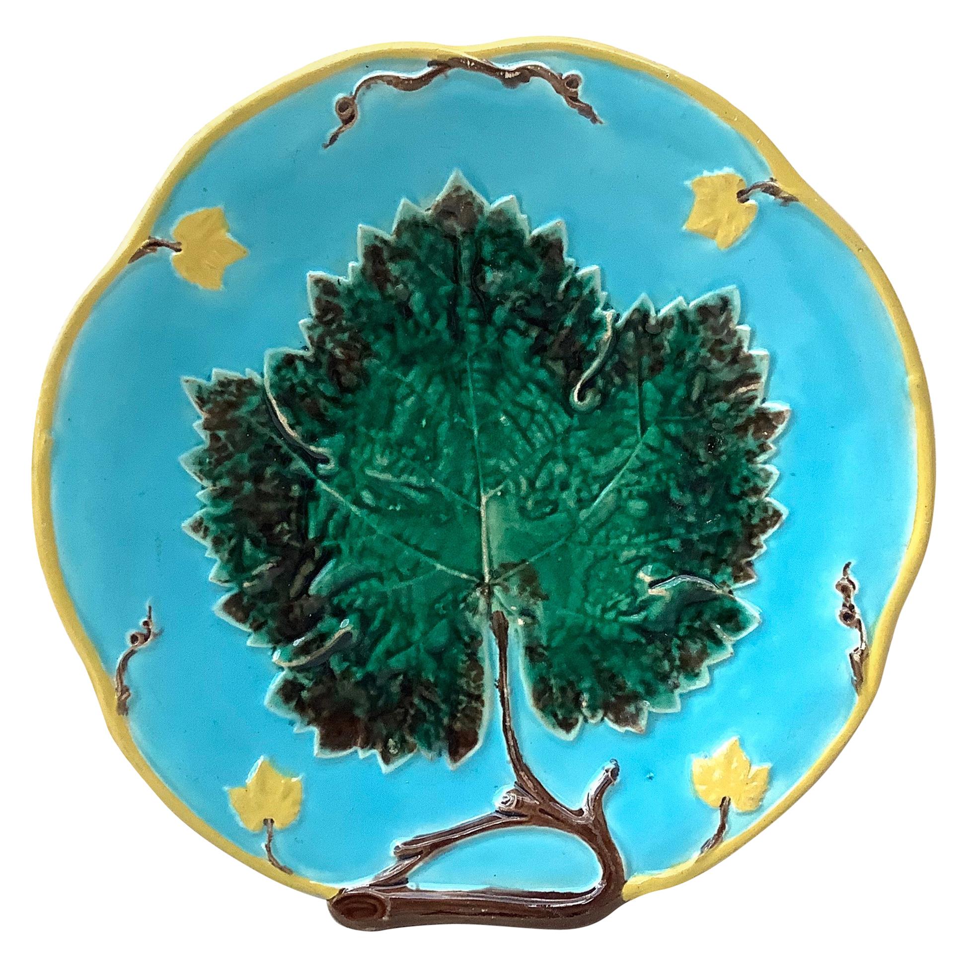 19th Century Majolica Leaf Comport Joseph Holcroft For Sale