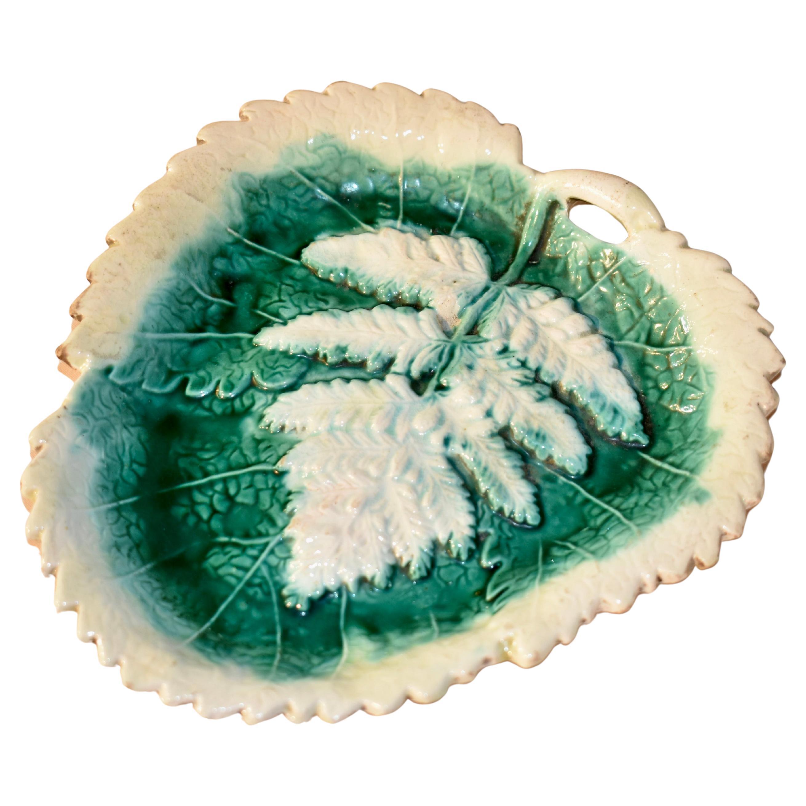 19th Century Majolica Leaf Dish