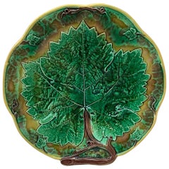 19th Century Majolica Leaf Plate Joseph Holcroft