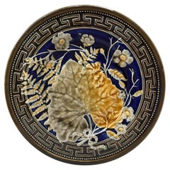 19th Century Majolica Leaves and Flowers Plate Choisy Le Roi