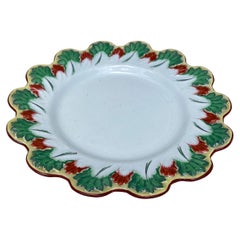 19th Century Majolica Leaves Plate Creil & Montereau