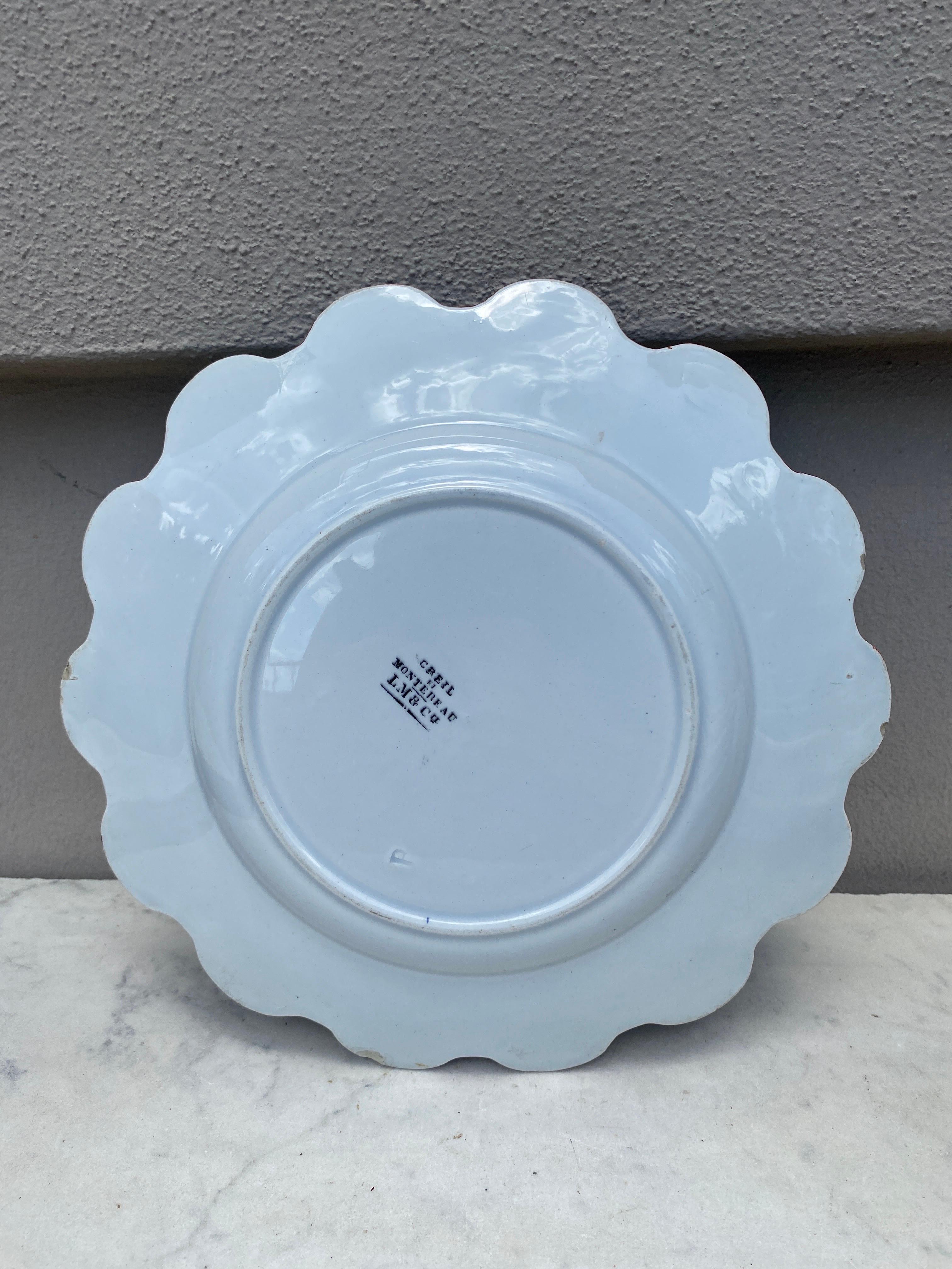 French 19th Century Majolica Leaves Plate Creil & Montereau For Sale