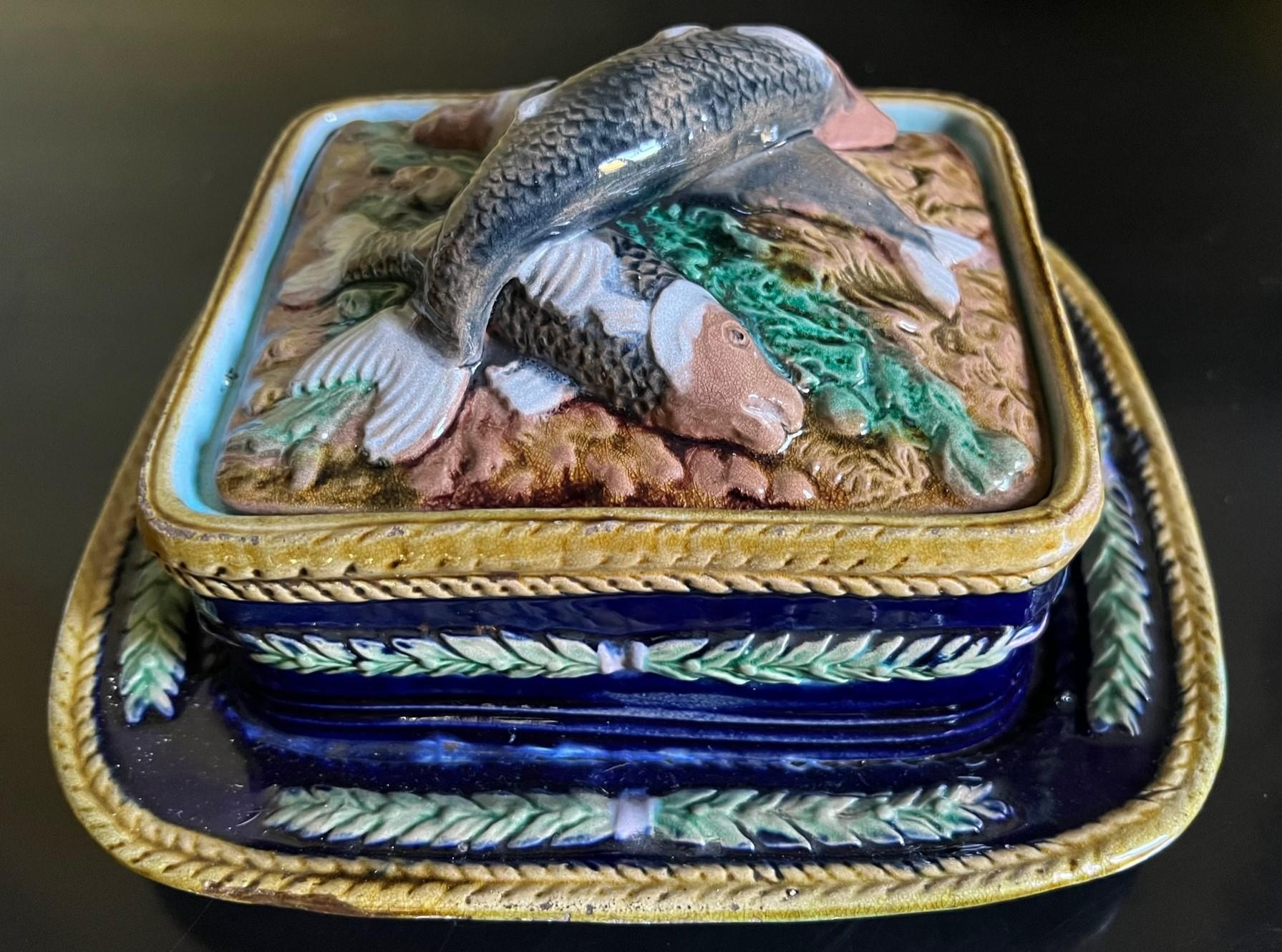 19th Century Majolica Lidded Sardine Box For Sale 3
