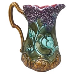 19th Century Majolica Lilac Pitcher Onnaing
