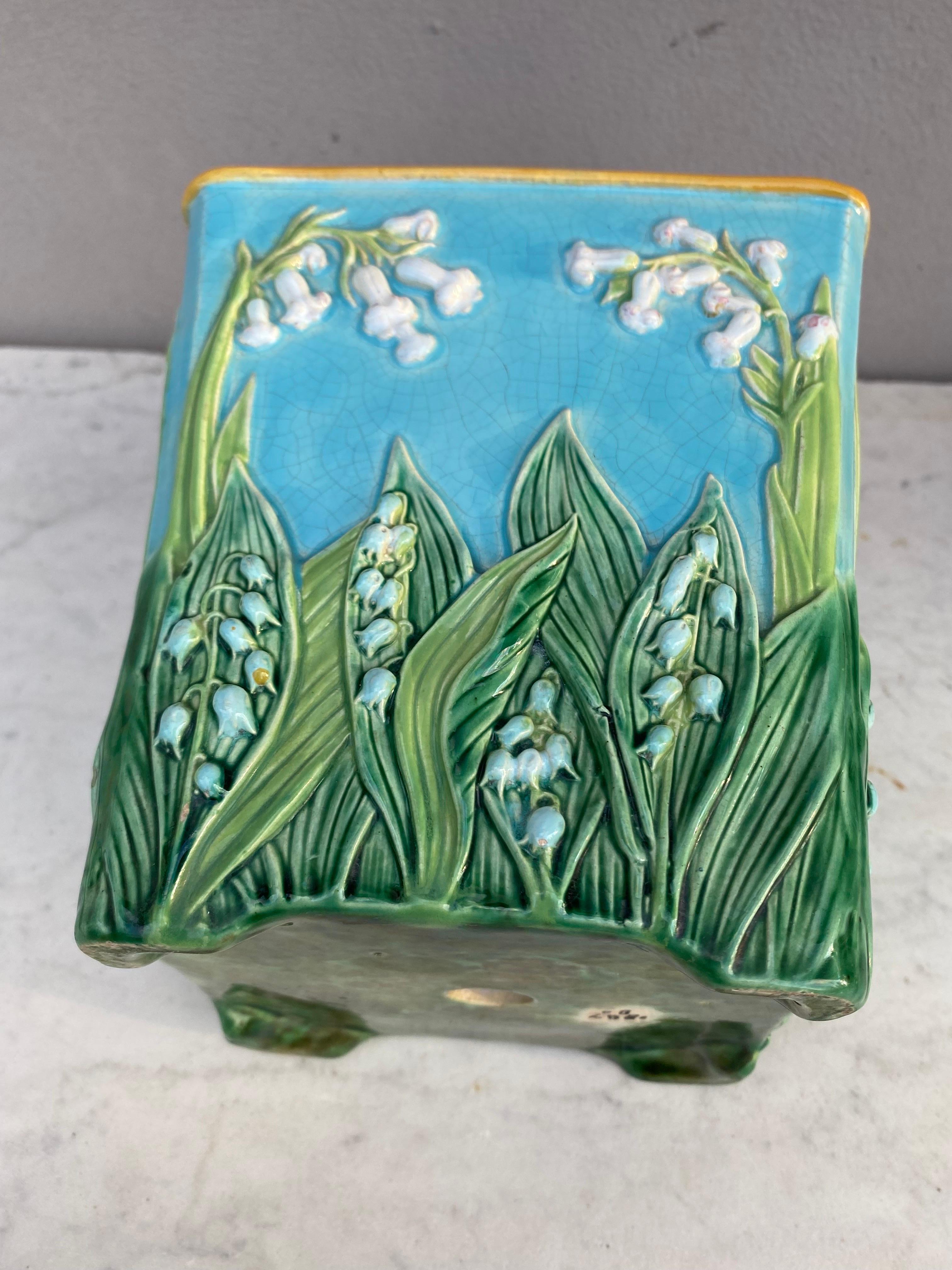 Ceramic 19th Century Majolica Lily of the Valley Jardiniere George Jones