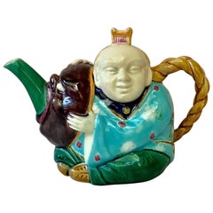 19th-Century Majolica Minton Figural Teapot 