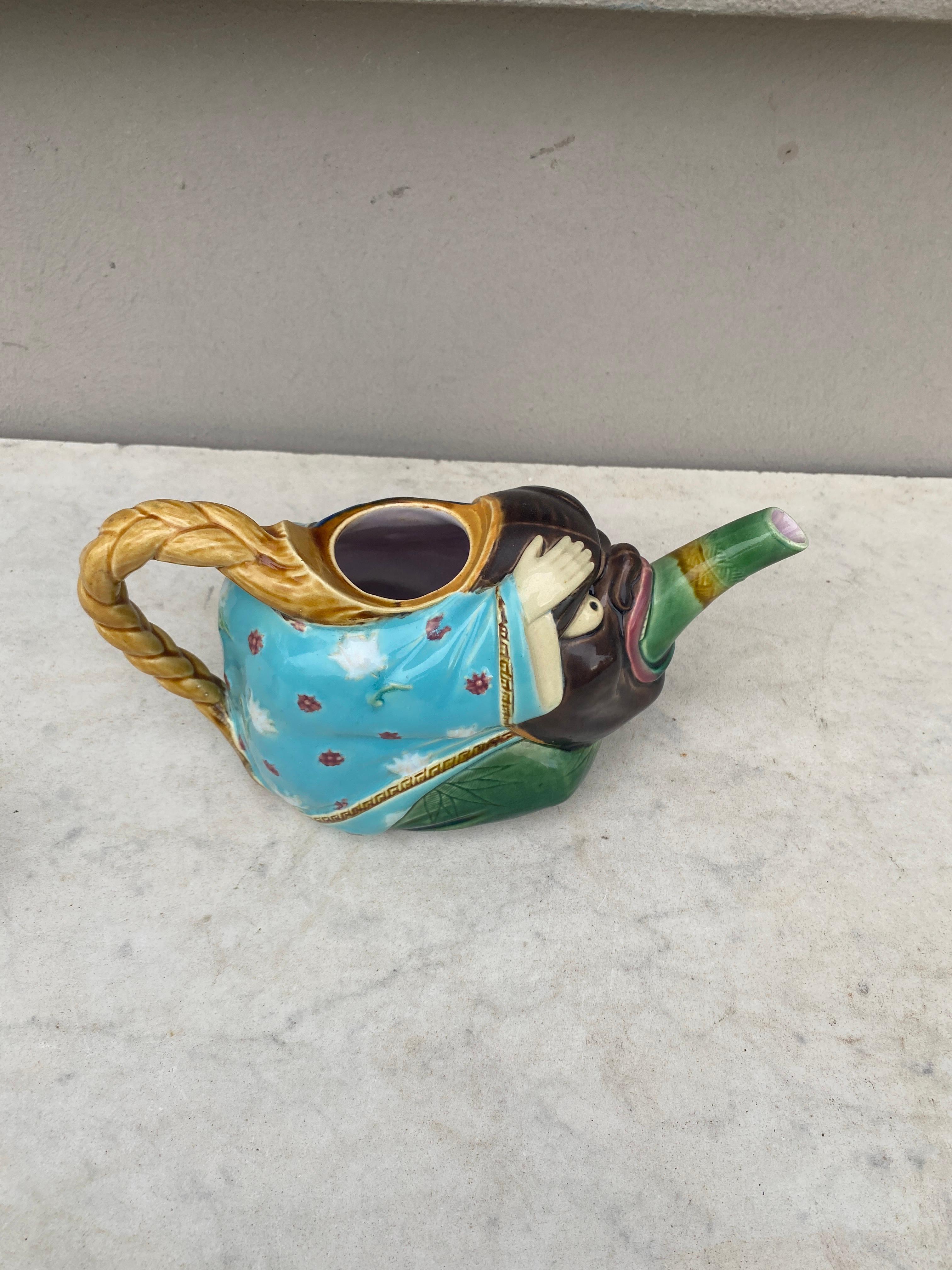 19th-Century Majolica Minton Chinaman Teapot  In Good Condition For Sale In Austin, TX
