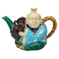 Majolika Minton Chinaman-Teekanne aus dem 19. Jahrhundert 