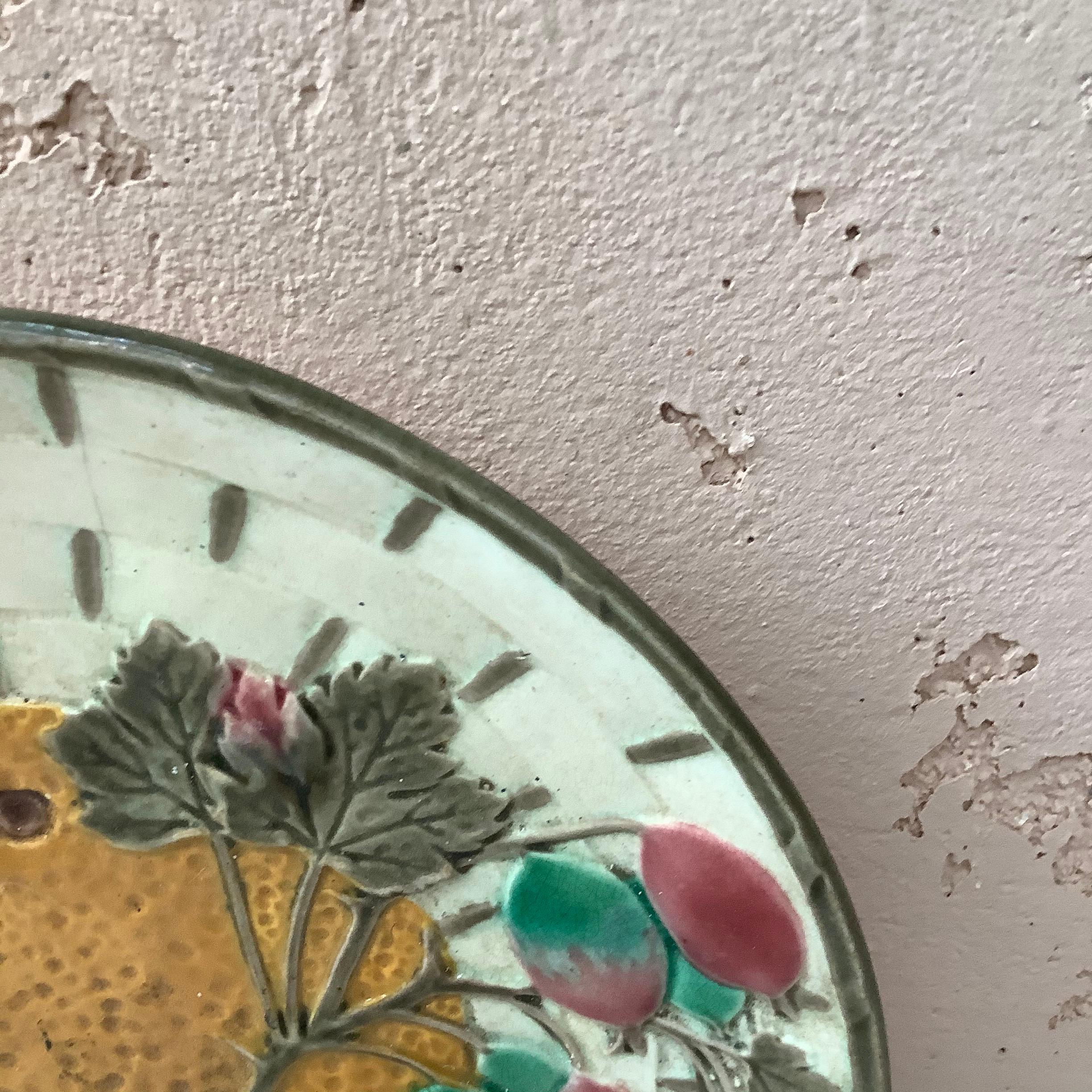 Vittoriano Piatto arancione in maiolica del XIX secolo Wedgwood in vendita