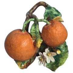 19th Century Majolica Oranges Applique Perret Gentil Menton
