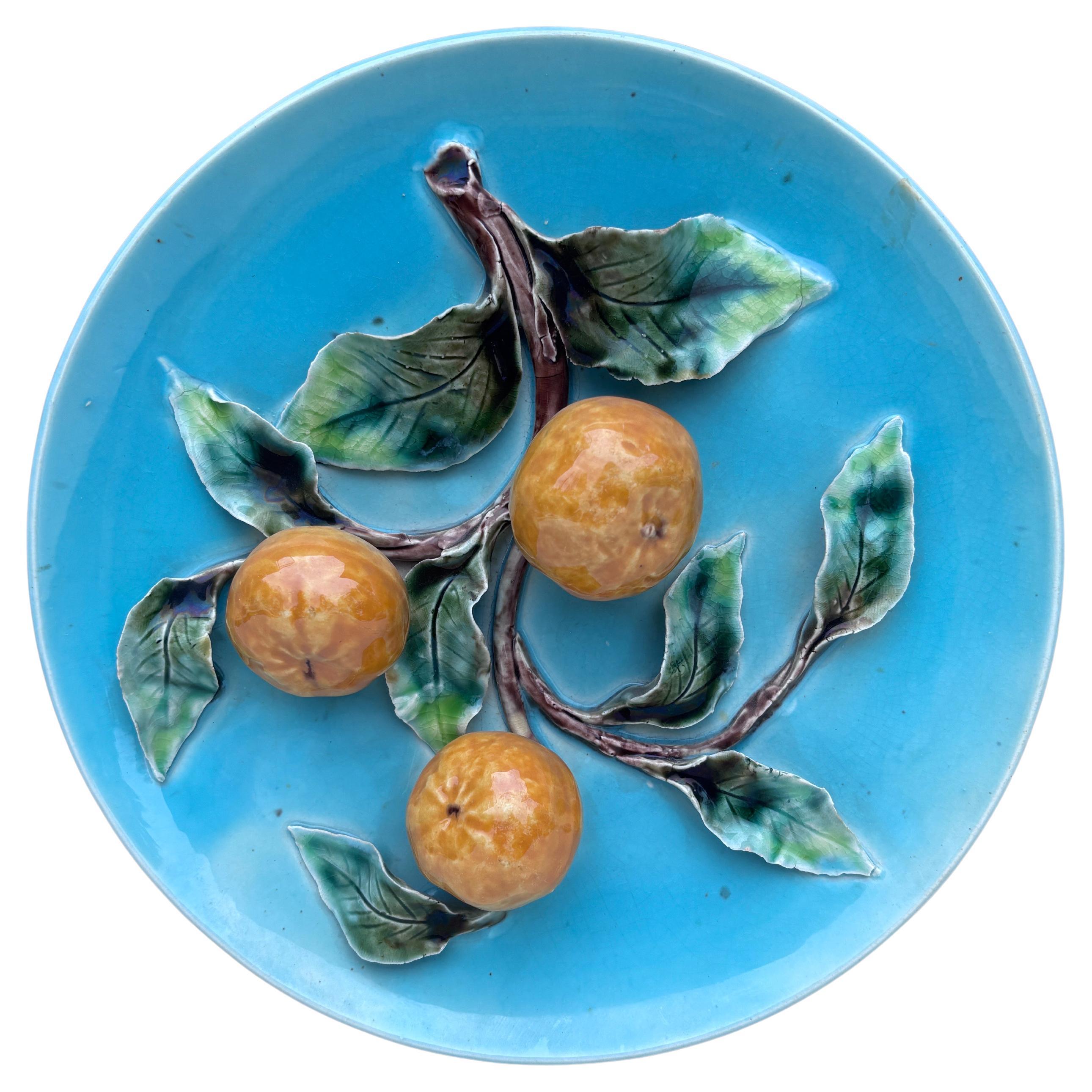 Vassoio di arance in maiolica del XIX secolo Perret-Gentil Menton
