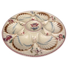 19th Century Majolica Oyster Flowers Plate Longchamp