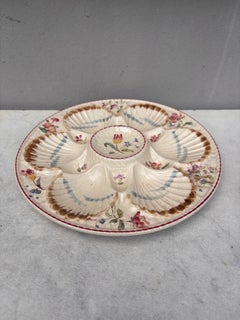 19th Century Majolica Oyster Flowers Plate Longchamp