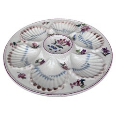 19th Century Majolica Oyster Flowers Plate Longchamp