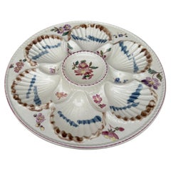 19th Century Majolica Oyster Flowers Plate Longchamp