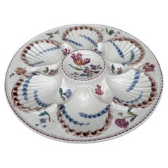 19th Century Majolica Oyster Flowers Plate Longchamp