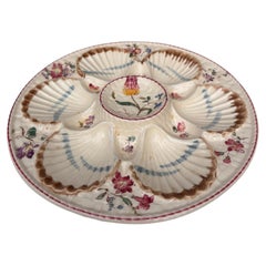 19th Century Majolica Oyster Flowers Plate Longchamp