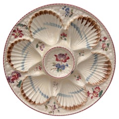 19th Century Majolica Oyster Flowers Plate Longchamp