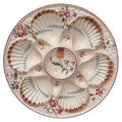 19th Century Majolica Oyster Flowers Plate Longchamp
