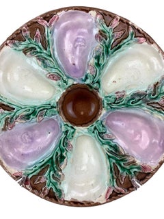 19th Century Majolica Oyster Plate by Simon Fielding, English, circa 1880