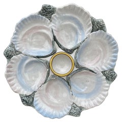 Assiette à huîtres en majolique du 19ème siècle J. Hahn Marescaux