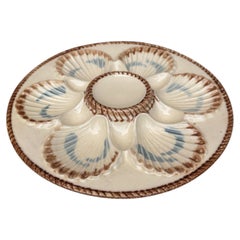 19th Century Majolica Oyster Plate Longchamp