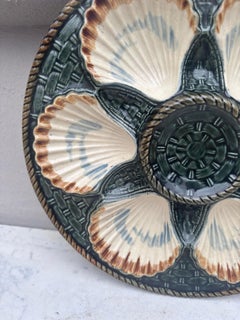 19th Century Majolica Oyster Plate Longchamp