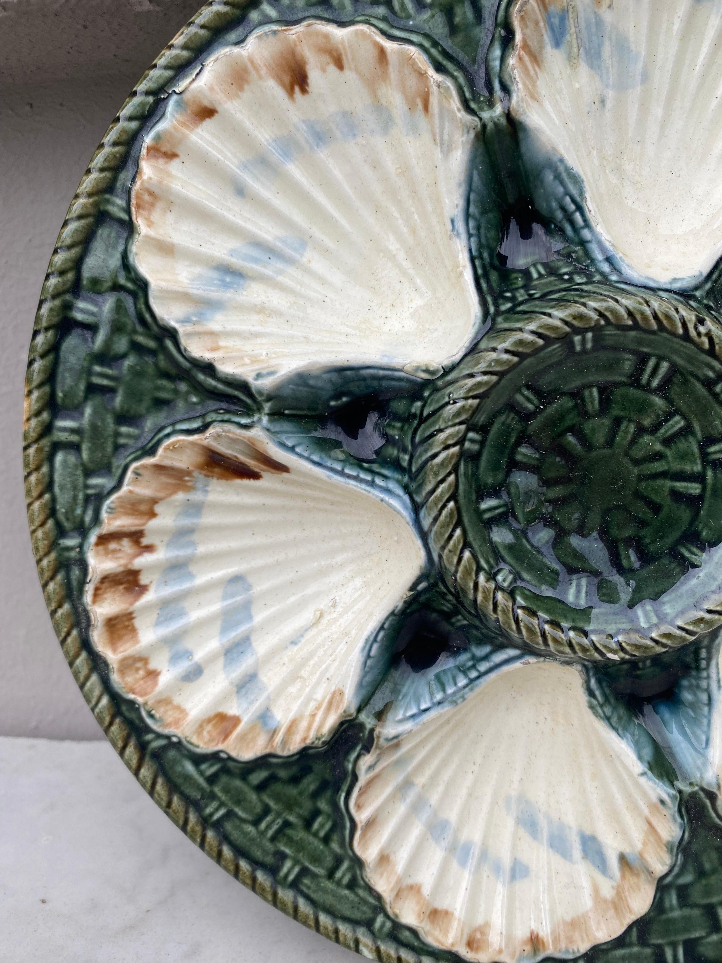 French Provincial 19th Century Majolica Oyster Plate Longchamp
