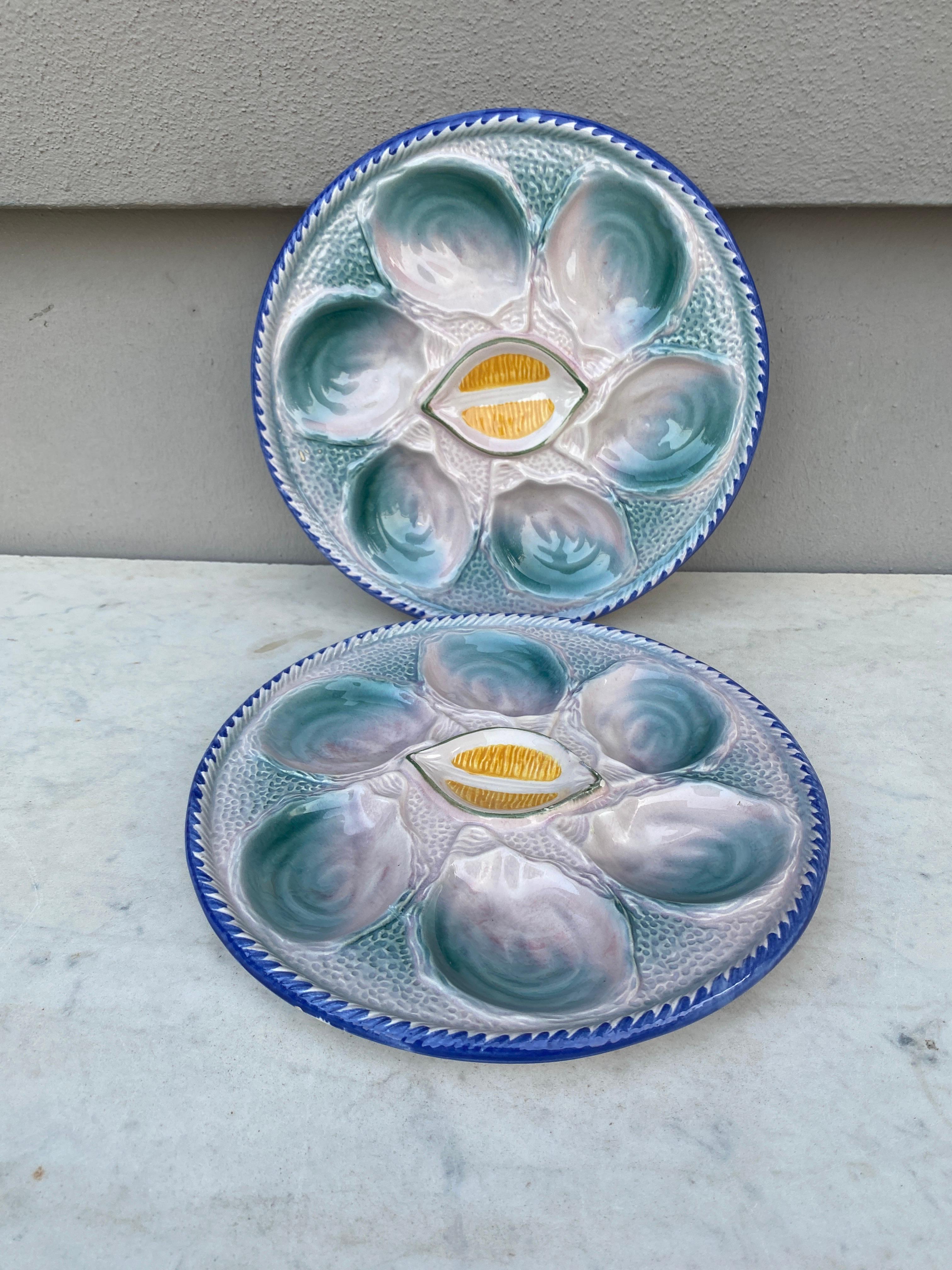 French 19th Century Majolica Oyster Plate Longchamp