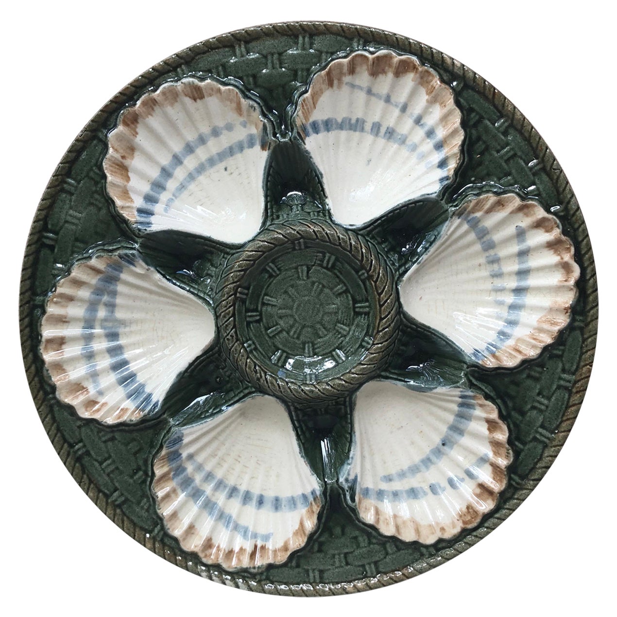 19th Century Majolica Oyster Plate Longchamp